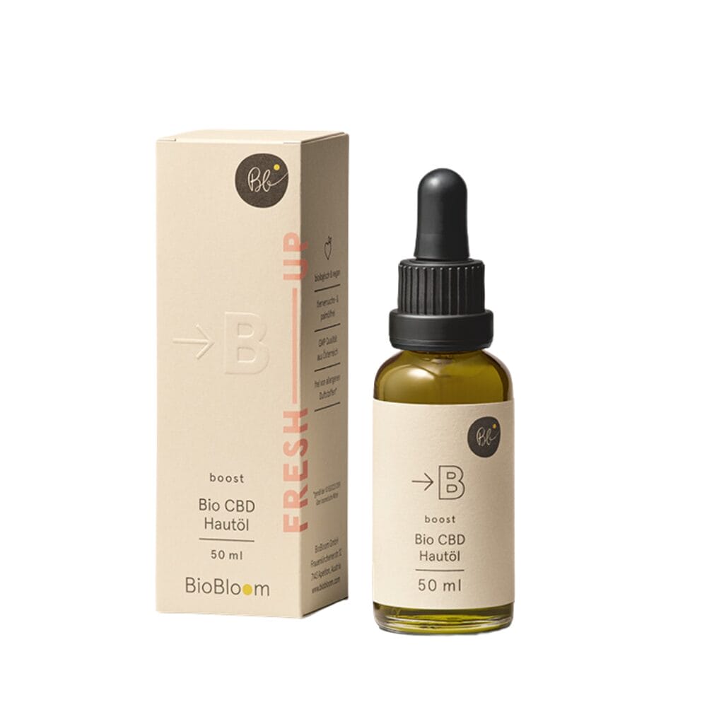 BioBloom - BIO CBD Hautöl boost 50 ml CBD | BioBloom Hautoel ohne Hintergrund BioBloom - BIO CBD Hautöl boost 50 ml CBD