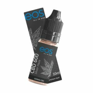 eos Silver Haze CBD Liquid 600mg 10 ml | eos silver haze 600mg cbd eLiquid Flasche vor Verpackung eos Silver Haze CBD Liquid 600mg 10 ml – Bild 6