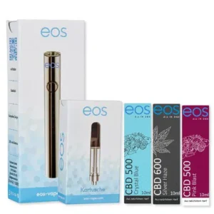 eos Starterset: eos Vape Pen + eos Kartusche + 3 CBD Liquids