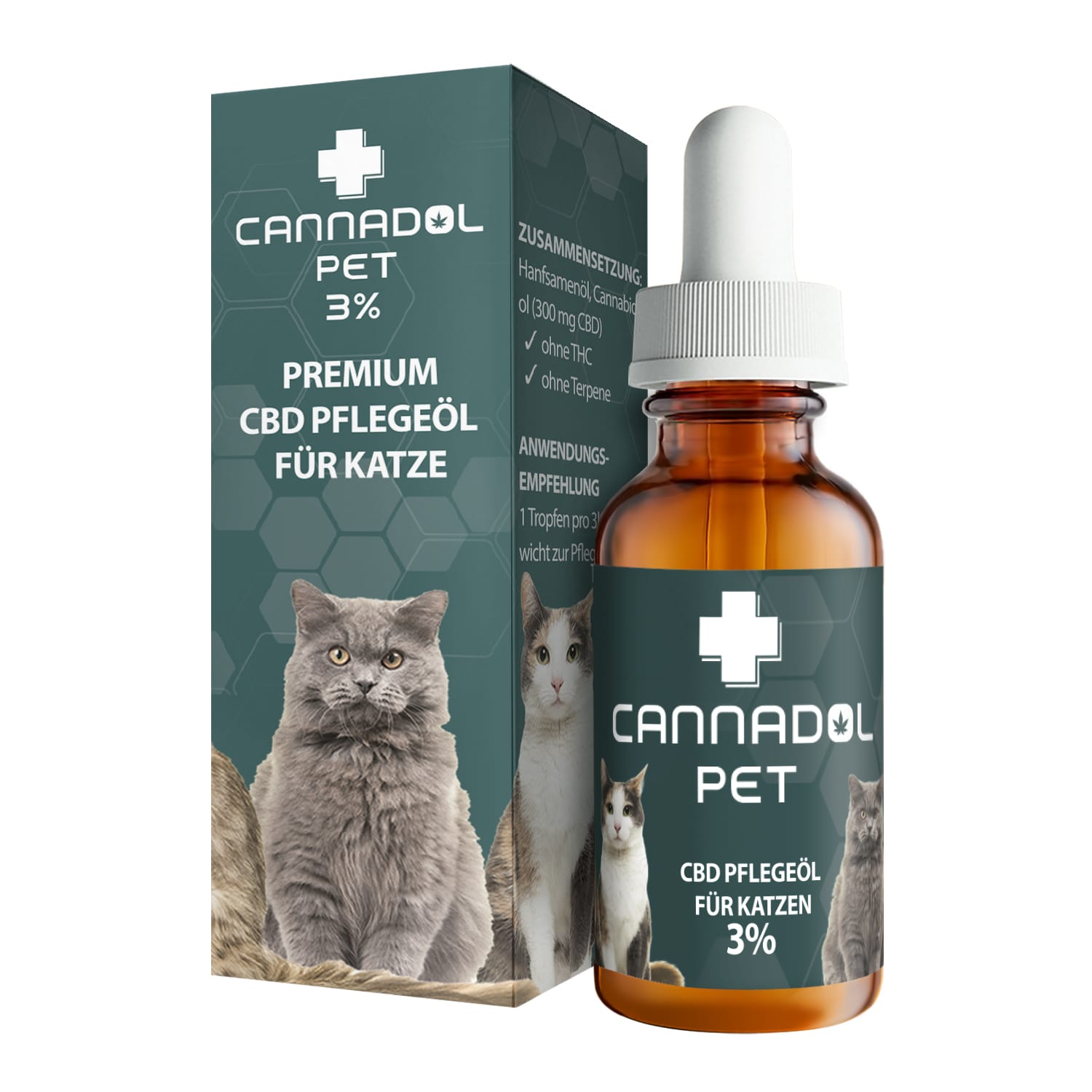 Cannadol Pet 3% Premium CBD Öl für Katzen | Cannadol Cat Bottle and Cannadol Pet CBD Katze Öl