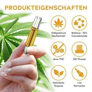 eos BALANCE CBD Extraktkartusche 76% Cannabinoide 1ml – Bild 6