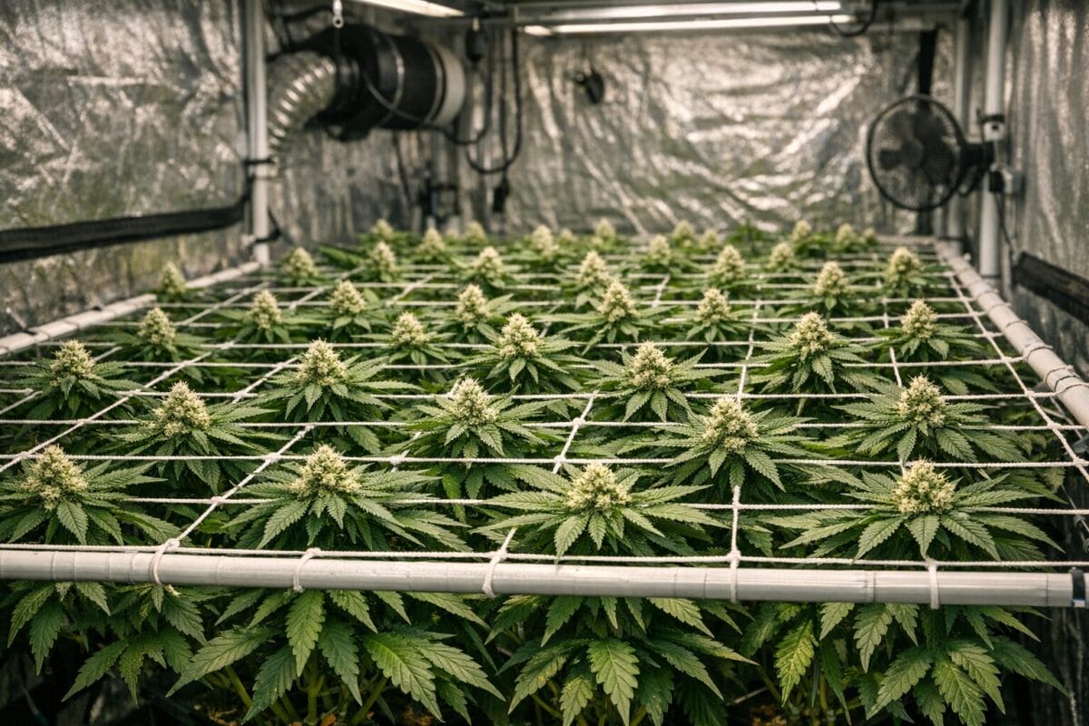 SCROG Screen of Green Cannabis Netz gleichmäßiges Canopy Indoor Anbau