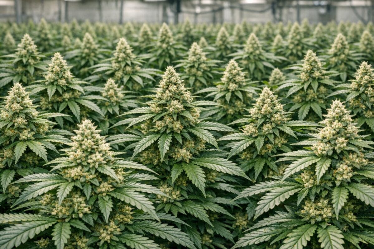SOG Sea of Green Cannabis viele kleine Pflanzen dichte Konfiguration Hauptcolas