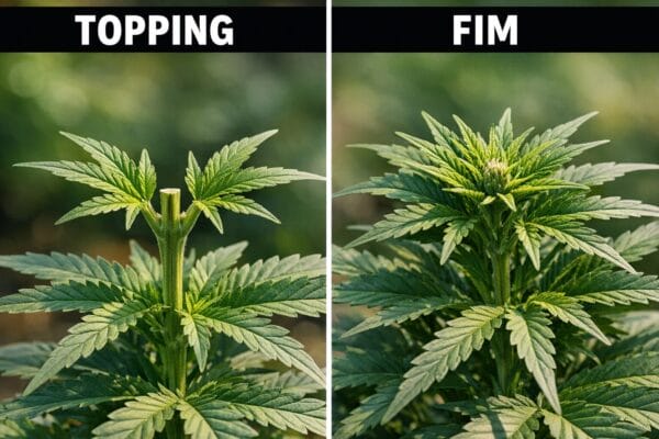 Topping vs FIM Cannabis Vergleich High Stress Training Hauptcolas Verzweigung
